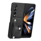 For Samsung Galaxy Z Fold4 Wristband Kickstand Card Wallet Back Cover Phone Case(Black) - 1