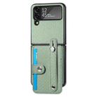 For Samsung Galaxy Z Flip4 Wristband Kickstand Card Wallet Back Cover Phone Case(Green) - 1