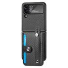 For Samsung Galaxy Z Flip 5G Wristband Kickstand Card Wallet Back Cover Phone Case(Black) - 1