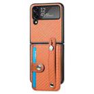 For Samsung Galaxy Z Flip 5G Wristband Kickstand Card Wallet Back Cover Phone Case(Brown) - 1