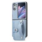 For OPPO Find N2 Flip Wristband Kickstand Card Wallet Back Cover Phone Case(Blue) - 1