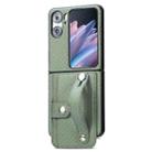 For OPPO Find N2 Flip Wristband Kickstand Card Wallet Back Cover Phone Case(Green) - 1