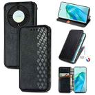 For Honor Magic5 Lite Cubic Grid Pressed Magnetic PU Leather Case(Black) - 1