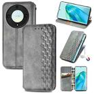 For Honor Magic5 Lite Cubic Grid Pressed Magnetic PU Leather Case(Gray) - 1