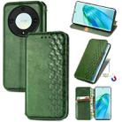 For Honor Magic5 Lite Cubic Grid Pressed Magnetic PU Leather Case(Green) - 1