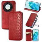 For Honor X9a Cubic Grid Pressed Magnetic PU Leather Case(Red) - 1