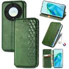 For Honor X40 Cubic Grid Pressed Magnetic PU Leather Case(Green) - 1