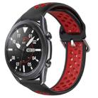 For Samsung Galaxy Watch3 45mm 22mm Perforated Breathable Sports Silicone Watch Band(Black+ Red) - 1