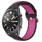 For Samsung Galaxy Watch3 45mm 22mm Perforated Breathable Sports Silicone Watch Band(Black+Rose Red) - 1