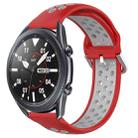 For Samsung Galaxy Watch3 45mm 22mm Perforated Breathable Sports Silicone Watch Band(Red+Grey) - 1