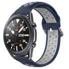 For Samsung Galaxy Watch3 45mm 22mm Perforated Breathable Sports Silicone Watch Band(Midnight Blue + Gray) - 1