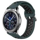 For Samsung Gear S3 Classic 22mm Perforated Breathable Sports Silicone Watch Band(Olive Green+Black) - 1