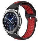 For Samsung Gear S3 Classic 22mm Perforated Breathable Sports Silicone Watch Band(Black+ Red) - 1