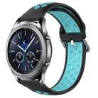 For Samsung Gear S3 Classic 22mm Perforated Breathable Sports Silicone Watch Band(Black+Blue) - 1