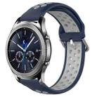 For Samsung Gear S3 Classic 22mm Perforated Breathable Sports Silicone Watch Band(Midnight Blue + Gray) - 1