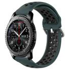 For Samsung Gear S3 Frontier 22mm Perforated Breathable Sports Silicone Watch Band(Olive Green+Black) - 1