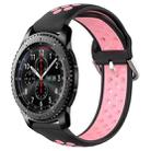 For Samsung Gear S3 Frontier 22mm Perforated Breathable Sports Silicone Watch Band(Black+Pink) - 1