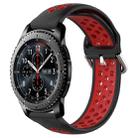 For Samsung Gear S3 Frontier 22mm Perforated Breathable Sports Silicone Watch Band(Black+ Red) - 1