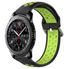 For Samsung Gear S3 Frontier 22mm Perforated Breathable Sports Silicone Watch Band(Black+ Lime) - 1