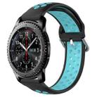 For Samsung Gear S3 Frontier 22mm Perforated Breathable Sports Silicone Watch Band(Black+Blue) - 1