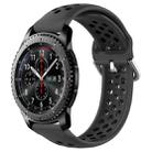 For Samsung Gear S3 Frontier 22mm Perforated Breathable Sports Silicone Watch Band(Black) - 1