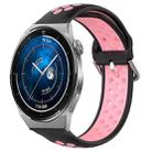 For Huawei Watch GT3 Pro 43mm 20mm Perforated Breathable Sports Silicone Watch Band(Black+Pink) - 1