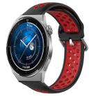 For Huawei Watch GT3 Pro 43mm 20mm Perforated Breathable Sports Silicone Watch Band(Black+ Red) - 1