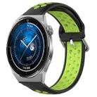 For Huawei Watch GT3 Pro 43mm 20mm Perforated Breathable Sports Silicone Watch Band(Black+ Lime) - 1
