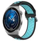 For Huawei Watch GT3 Pro 43mm 20mm Perforated Breathable Sports Silicone Watch Band(Black+Blue) - 1