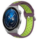 For Huawei Watch GT3 Pro 43mm 20mm Perforated Breathable Sports Silicone Watch Band(Purple+Lime) - 1