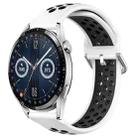 For Huawei Watch GT3 42mm 20mm Perforated Breathable Sports Silicone Watch Band(White+Black) - 1