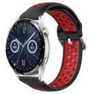 For Huawei Watch GT3 42mm 20mm Perforated Breathable Sports Silicone Watch Band(Black+ Red) - 1