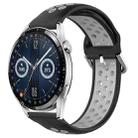 For Huawei Watch GT3 42mm 20mm Perforated Breathable Sports Silicone Watch Band(Black+ Grey) - 1