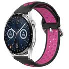 For Huawei Watch GT3 42mm 20mm Perforated Breathable Sports Silicone Watch Band(Black+Rose Red) - 1