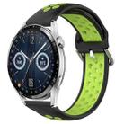 For Huawei Watch GT3 42mm 20mm Perforated Breathable Sports Silicone Watch Band(Black+ Lime) - 1