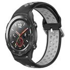 For Huawei Watch 2 20mm Perforated Breathable Sports Silicone Watch Band(Black+ Grey) - 1