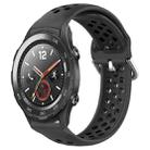 For Huawei Watch 2 20mm Perforated Breathable Sports Silicone Watch Band(Black) - 1