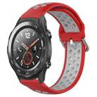 For Huawei Watch 2 20mm Perforated Breathable Sports Silicone Watch Band(Red+Grey) - 1