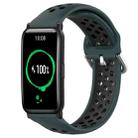 For Honor Watch ES 20mm Perforated Breathable Sports Silicone Watch Band(Olive Green+Black) - 1