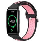 For Honor Watch ES 20mm Perforated Breathable Sports Silicone Watch Band(Black+Pink) - 1