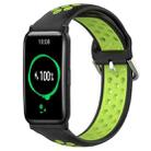 For Honor Watch ES 20mm Perforated Breathable Sports Silicone Watch Band(Black+ Lime) - 1