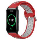 For Honor Watch ES 20mm Perforated Breathable Sports Silicone Watch Band(Red+Grey) - 1