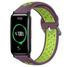 For Honor Watch ES 20mm Perforated Breathable Sports Silicone Watch Band(Purple+Lime) - 1