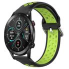 For Honor Magic Watch2 42mm 20mm Perforated Breathable Sports Silicone Watch Band(Black+ Lime) - 1