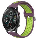 For Honor Magic Watch2 42mm 20mm Perforated Breathable Sports Silicone Watch Band(Purple+Lime) - 1