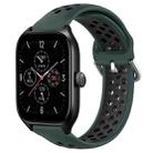 For Amazfit GTS 4 20mm Perforated Breathable Sports Silicone Watch Band(Olive Green+Black) - 1