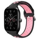 For Amazfit GTS 4 20mm Perforated Breathable Sports Silicone Watch Band(Black+Pink) - 1