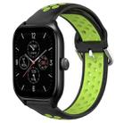 For Amazfit GTS 4 20mm Perforated Breathable Sports Silicone Watch Band(Black+ Lime) - 1