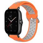For Amazfit GTS 2E 20mm Perforated Breathable Sports Silicone Watch Band(Orange+Grey) - 1