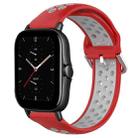 For Amazfit GTS 2E 20mm Perforated Breathable Sports Silicone Watch Band(Red+Grey) - 1